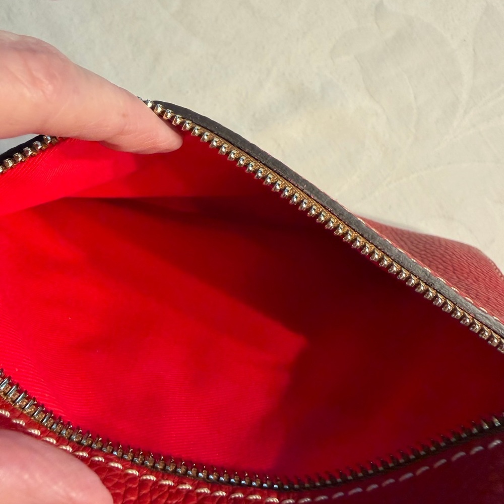 Dooney & Bourke Red Leather Textured Pebble Grain Satchel - Picture 6 of 15